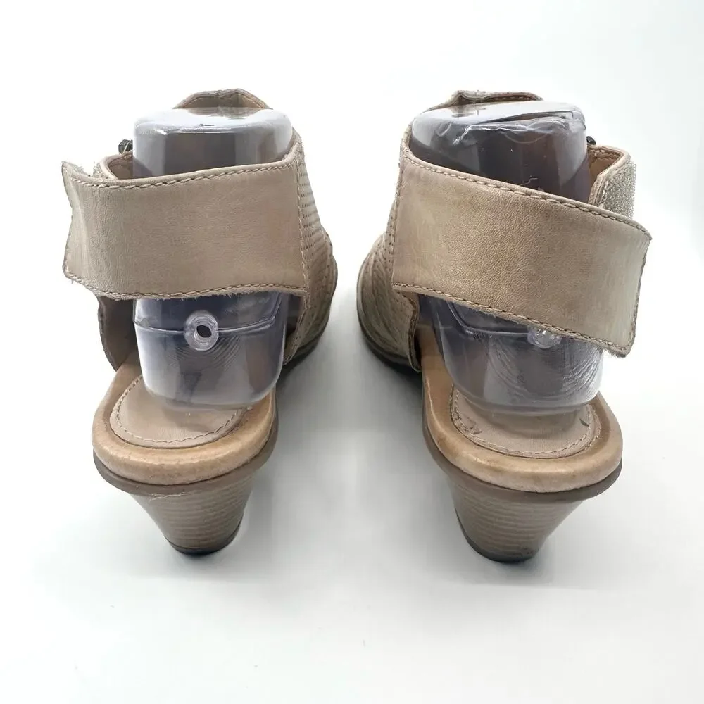Earth Hydra Light Pecan Zipper Ankle Booties Peep Toe Block Heel Womens Size 10